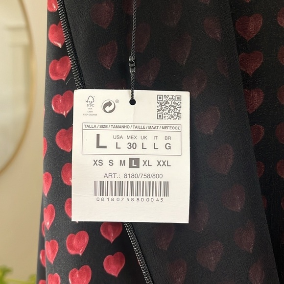 ZARA Heart Print Babydoll Mini Dress NWT Size Large - Picture 11 of 15